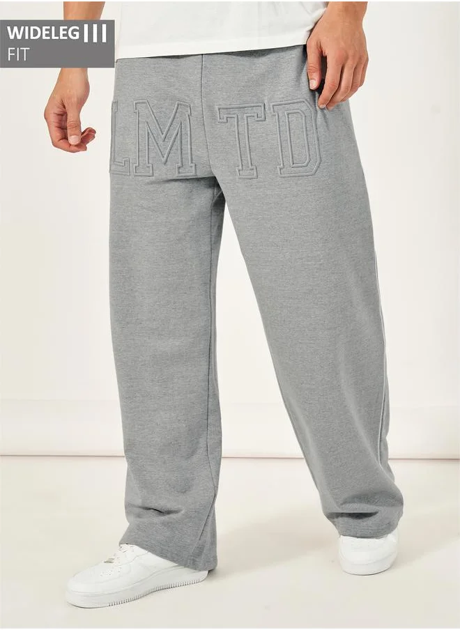 Styli Premium Wide Leg Fleece Joggers with Cording & Embroidery