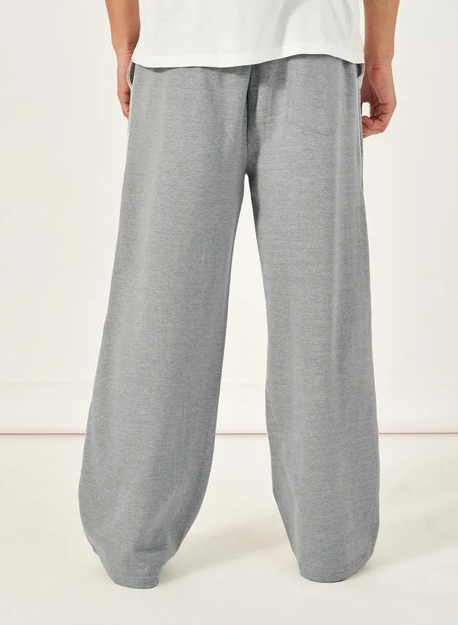 Styli Premium Wide Leg Fleece Joggers with Cording & Embroidery