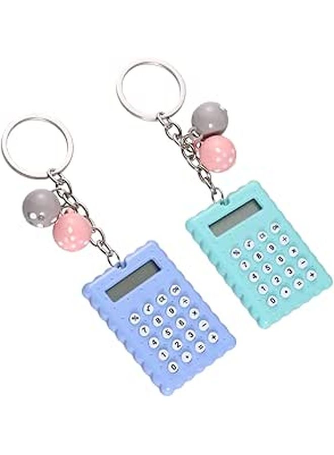 Mini Calculator Keychain 2 Pack Portable School Supplies Fun Learning for Kids - Image 1