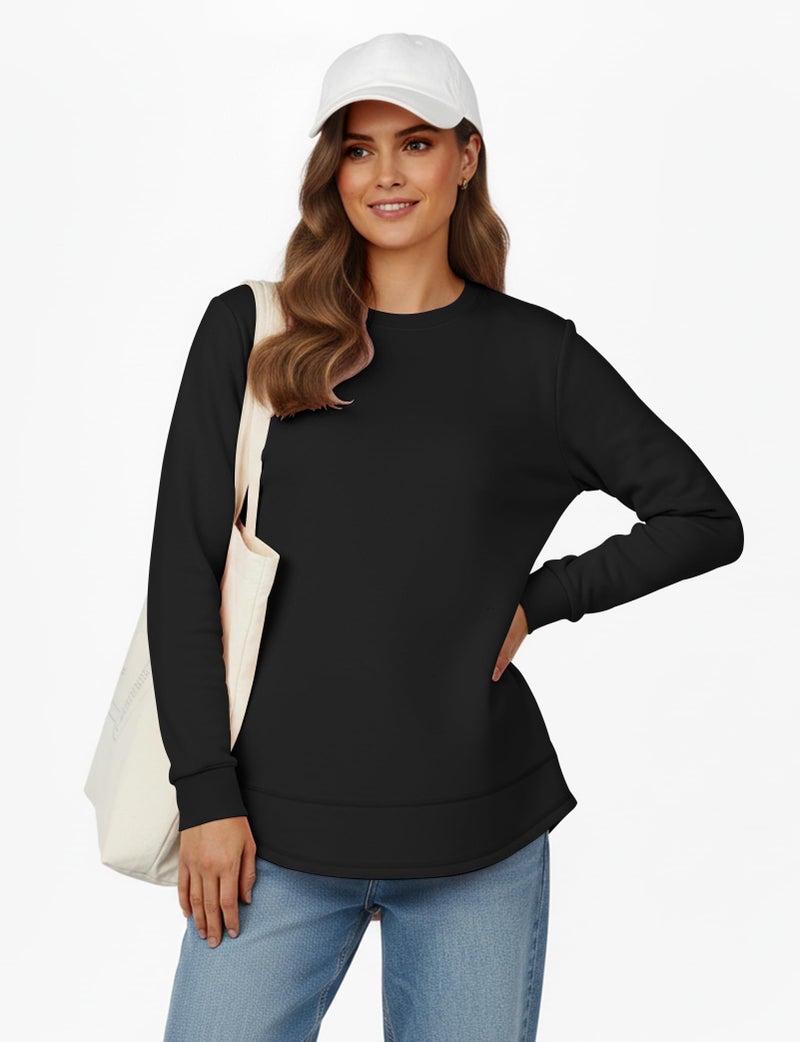 AURUZA Sweatshirt for Women Long Sleeve Crewneck Sweatshirt Women Causal Pullover Tunic Top Fall Clothes Shirts, L, Black - Image 5