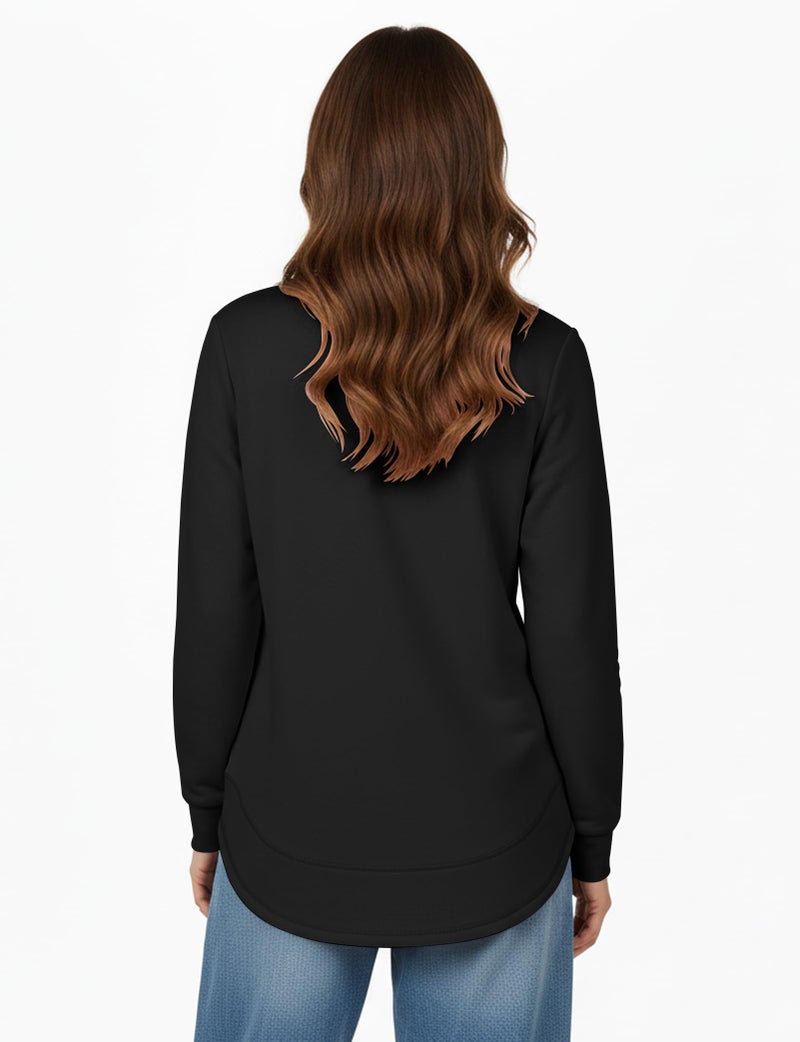 AURUZA Sweatshirt for Women Long Sleeve Crewneck Sweatshirt Women Causal Pullover Tunic Top Fall Clothes Shirts, L, Black - Image 3