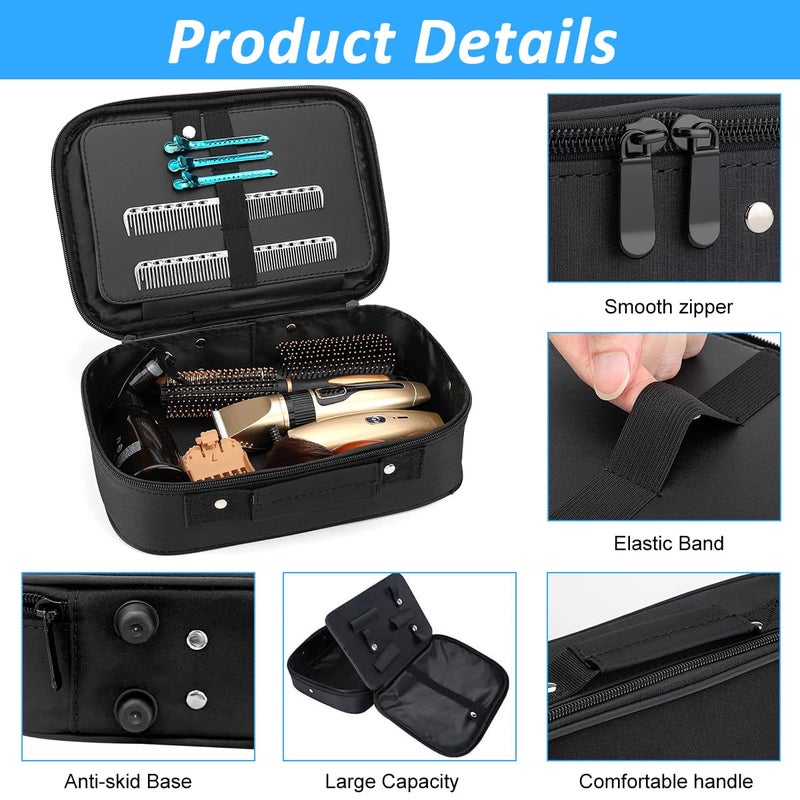 May Create ® Hair Trimmer Styling Tool Storage Case Bag, Portable PU Travel Carrying Bag with Handle and Zipper, Barber Tool Organizer Suitcase for Electric Hair Clippers & Accessories - Image 3