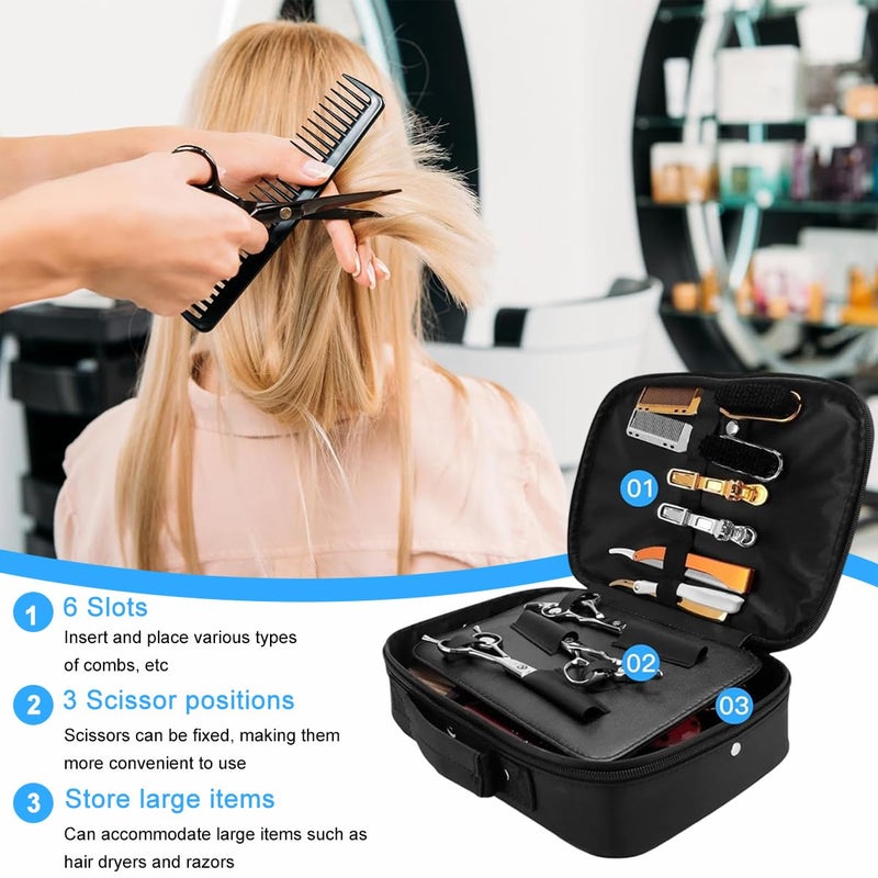 May Create ® Hair Trimmer Styling Tool Storage Case Bag, Portable PU Travel Carrying Bag with Handle and Zipper, Barber Tool Organizer Suitcase for Electric Hair Clippers & Accessories - Image 5