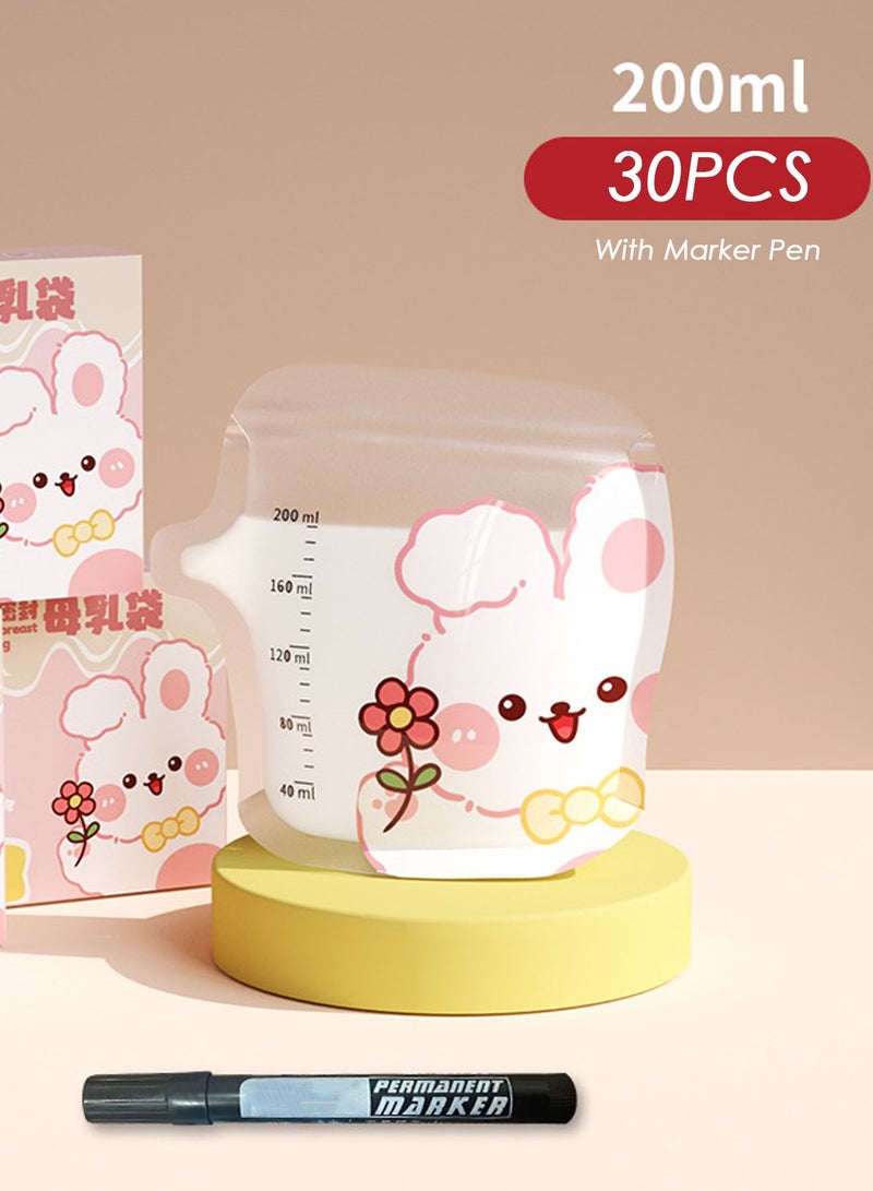 Bolivia's Breast Milk Bags,30 Pack Breast milk Storage Bags, Baby Formula Storage Bags, Dispenser Disposable Baby Formula Container, No Leak Milk Storage Bags Breastmilk, Milk Freezer Bags For Long Term Breastfeeding Storage,Free Marker Pen(Pink)  - Image 1