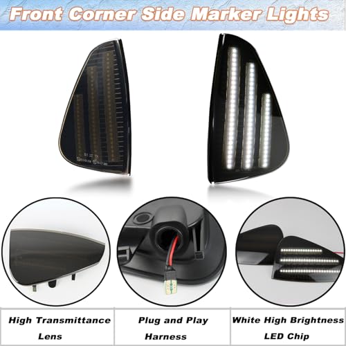 KEEGTBOX Smoke White Side Marker Light Compatible with Dodge Charger Daytona SE R/T SRT8 SXT 2006-2010 Front Corner Side Turn Signal Indicator Lights Accessories - Image 3