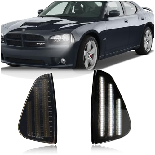 KEEGTBOX Smoke White Side Marker Light Compatible with Dodge Charger Daytona SE R/T SRT8 SXT 2006-2010 Front Corner Side Turn Signal Indicator Lights Accessories - Image 1