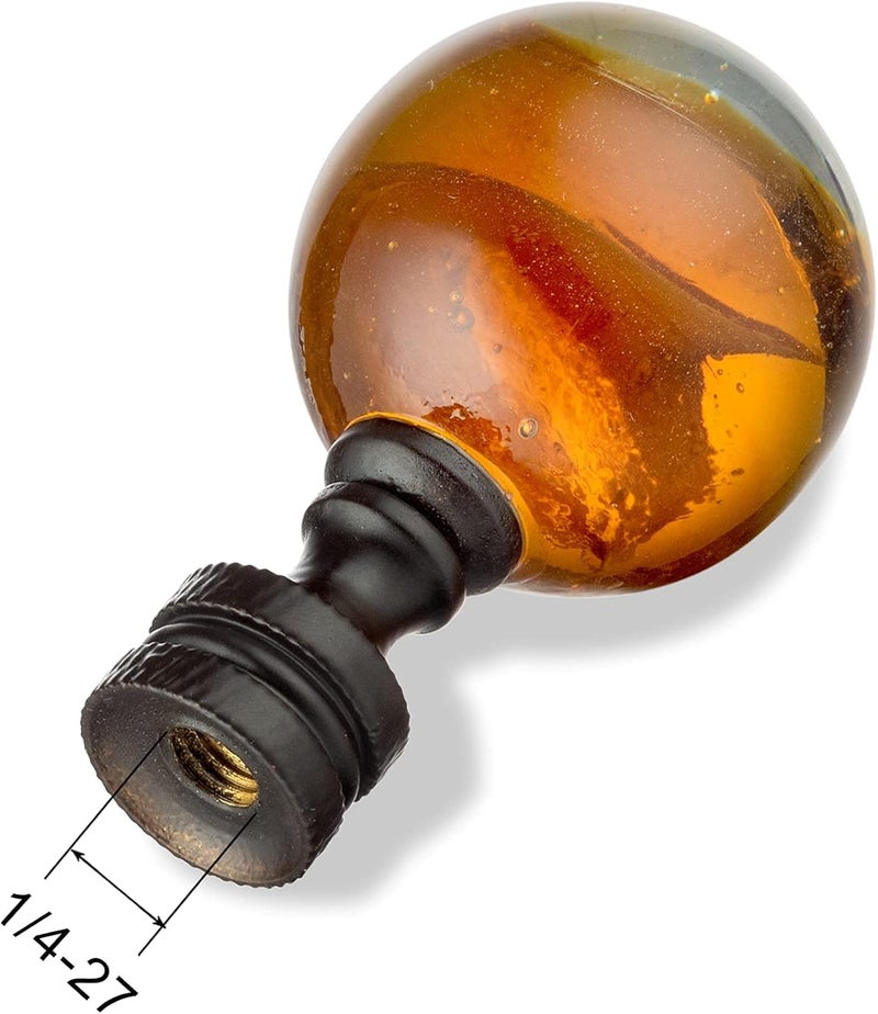Qc 1 Pack Tawny Crystal Lamp Finial Cap - Handmade, Ball Shaped Patterned Glass with Screw Knob Base, Decoration Accessories for Table and Floor Lamp Shade Top (2 Inches Tall, Bronze Finish) - Image 4