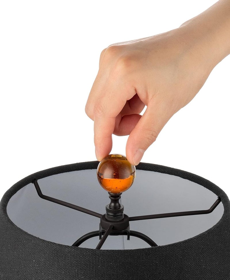 Qc 1 Pack Tawny Crystal Lamp Finial Cap - Handmade, Ball Shaped Patterned Glass with Screw Knob Base, Decoration Accessories for Table and Floor Lamp Shade Top (2 Inches Tall, Bronze Finish) - Image 2