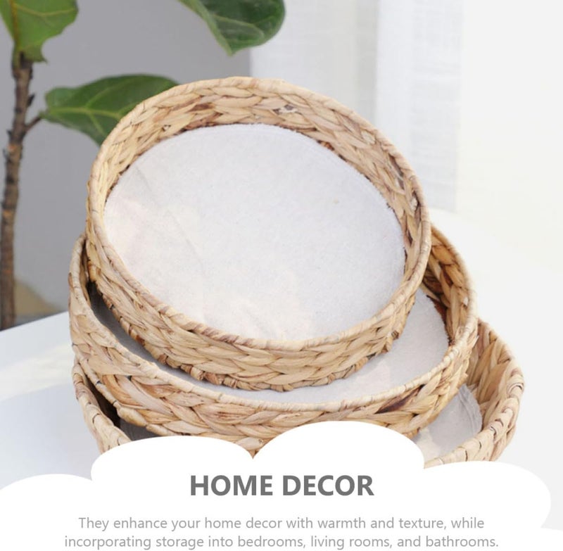 GANAZONO Pastoral Style Woven Snack Storage Basket Small round Fruit Container Basket for Picnic and Kitchen Organization - Image 3