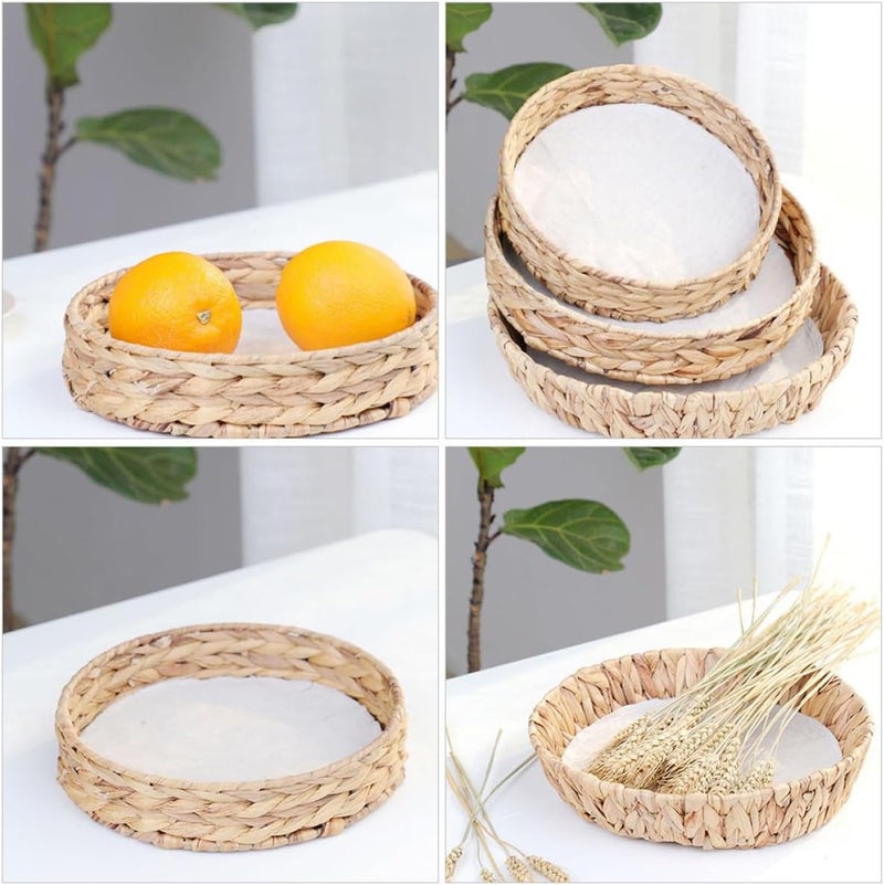 GANAZONO Pastoral Style Woven Snack Storage Basket Small round Fruit Container Basket for Picnic and Kitchen Organization - Image 4