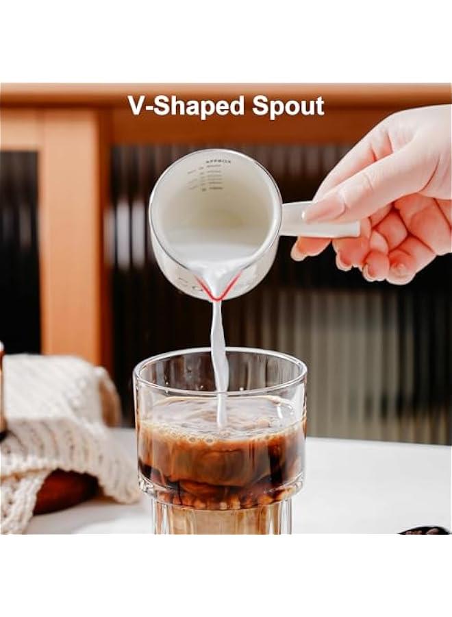 PARACITY Espresso Cups Ceramic with Handle, Measuring Cup with Dual Scale, Espresso Shot Glass with V-Shaped Mouth, 3 OZ Espresso Accessories