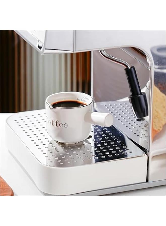 PARACITY Espresso Cups Ceramic with Handle, Measuring Cup with Dual Scale, Espresso Shot Glass with V-Shaped Mouth, 3 OZ Espresso Accessories