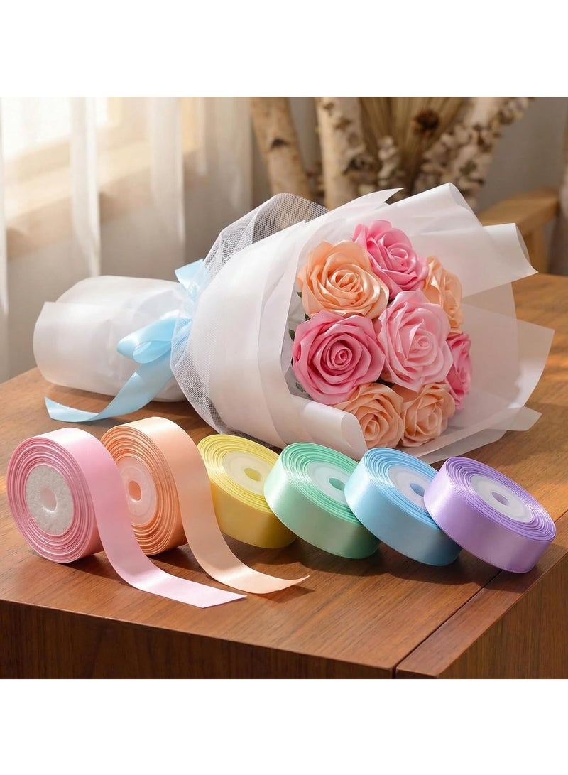 6 Rolls Satin Gift Wrapping Ribbon,1 Inches x 5 Yards Each (Total 30 Yards),Gift Ribbon Set for Crafting, Gift Wrapping & Decoration,Macaron - Image 4