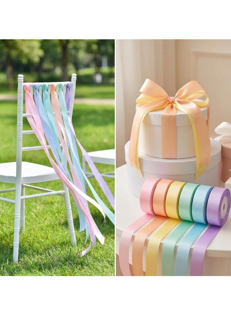 6 Rolls Satin Gift Wrapping Ribbon,1 Inches x 5 Yards Each (Total 30 Yards),Gift Ribbon Set for Crafting, Gift Wrapping & Decoration,Macaron - Image 5