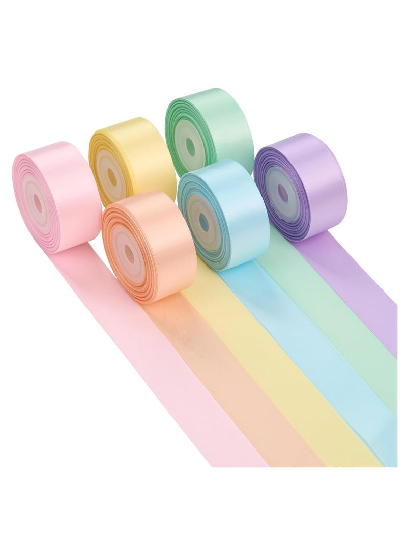 6 Rolls Satin Gift Wrapping Ribbon,1 Inches x 5 Yards Each (Total 30 Yards),Gift Ribbon Set for Crafting, Gift Wrapping & Decoration,Macaron - Image 1