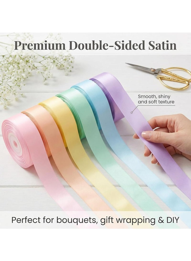 6 Rolls Satin Gift Wrapping Ribbon,1 Inches x 5 Yards Each (Total 30 Yards),Gift Ribbon Set for Crafting, Gift Wrapping & Decoration,Macaron - Image 3