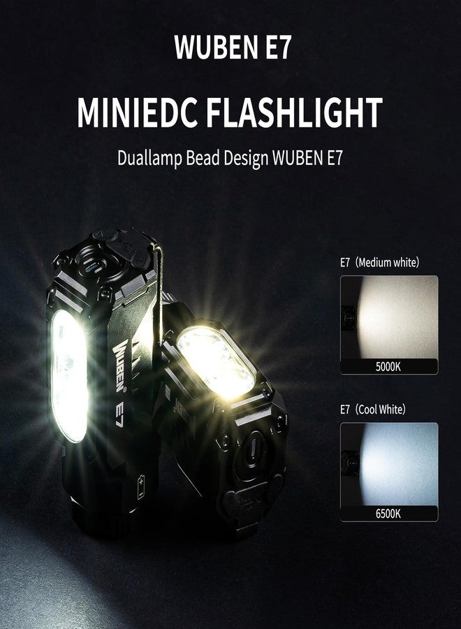 WUBEN E7 EDC Flashlight, 1800 Rechargeable Lumens Mini Flashlight, Super Bright Small Flashlight, 6 Modes IP68 Built-in Waterproof Handheld Flash Light for Emergencies Camping Hiking - Image 3