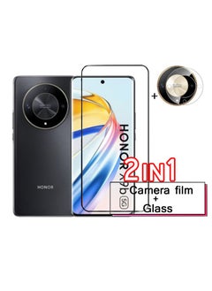2 In 1Tempered Glass and Camera Lens Protector for Honor X9B, HD Clear 9H Hardness [Case Friendly] Film Bubble Free
