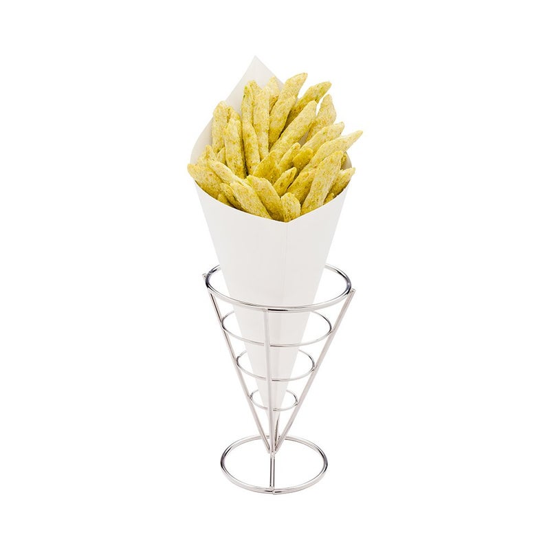 Restaurantware Conetek 11.5-Inch Eco-Friendly White Finger Food Cones: Perfect for Appetizers - Food-Safe Paper Cone - Disposable and Recyclable - 100-CT - Image 5