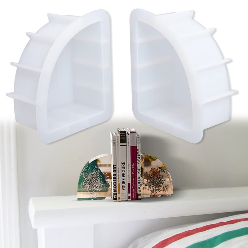 Large Bookends Resin Mold 1 Pair Sector Silicone Geode Book Organizer DIY Crystal Epoxy Mold for Books Desktop Organizer Office Home Decoration Gift