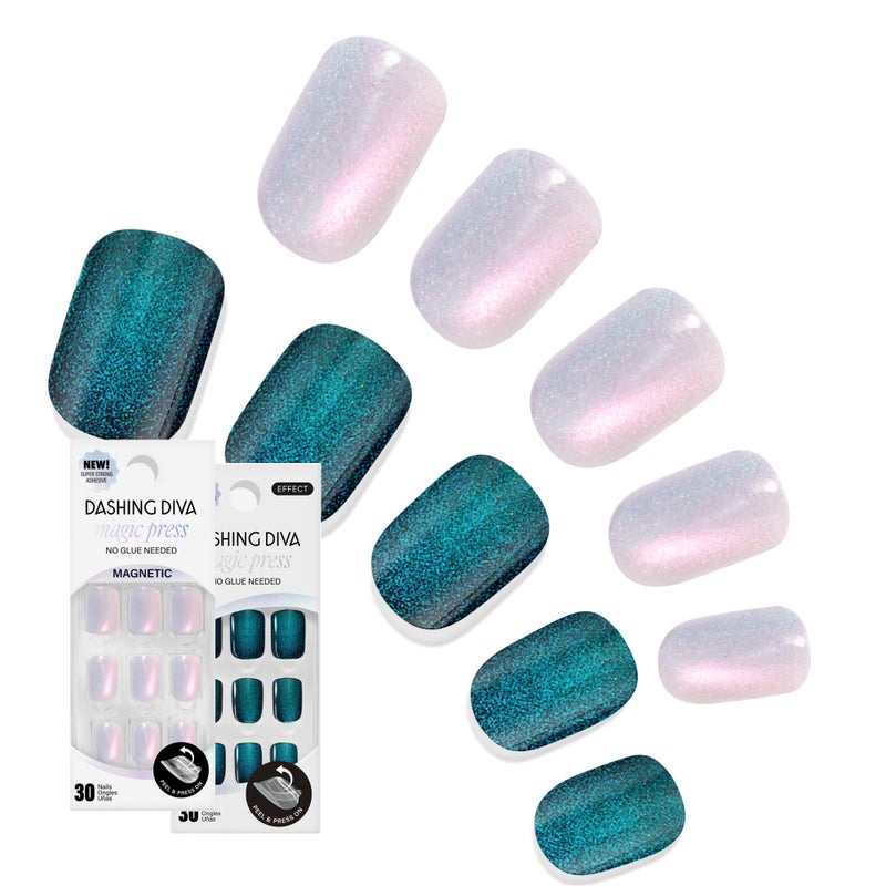 Dashing Diva Magic Press Premium Nail Bundle - Intergalactic Collection - Square Shape Press On Nails - Glamour Glitch & Earth to Diva - Long Lasting Gel - Lasts Up to 7 Days - 2 Sets - Image 1