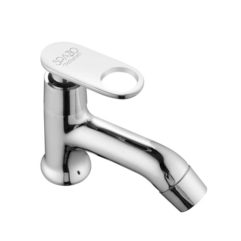 SPAZIO Prime Brass Chrome Finish Deck Mounted Foam Flow Cock Pillar Tap Faucet Silver Centerset Installation Type - Image 2