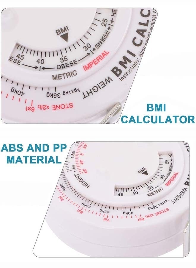 viola 2 PCS Bmi Measuring Tape, Bmi Wheel Calculator Body Mass Index Calculator, Body Tape Measure for Body Waist Weight Health Accurate Measurement (White) - Image 2