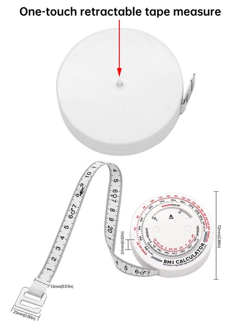 viola 2 PCS Bmi Measuring Tape, Bmi Wheel Calculator Body Mass Index Calculator, Body Tape Measure for Body Waist Weight Health Accurate Measurement (White) - Image 3