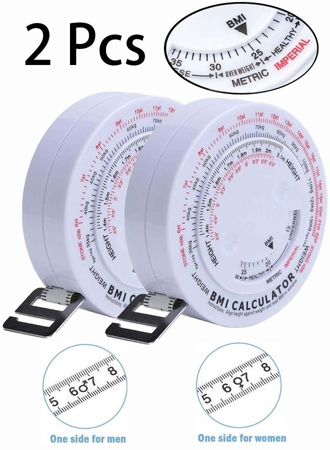 viola 2 PCS Bmi Measuring Tape, Bmi Wheel Calculator Body Mass Index Calculator, Body Tape Measure for Body Waist Weight Health Accurate Measurement (White) - Image 1