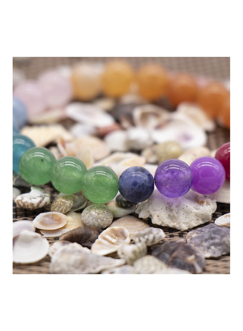 سيوسي سوار من الأحجار الكريمة الطبيعية من 7.5 في أحجار كريمة قابلة للتمدد 8 مللي متر ، خرز كريستالات استشفاء كوارتز ، سوار شقرا - Image 4