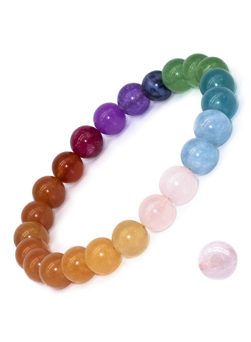 سيوسي سوار من الأحجار الكريمة الطبيعية من 7.5 في أحجار كريمة قابلة للتمدد 8 مللي متر ، خرز كريستالات استشفاء كوارتز ، سوار شقرا - Image 1