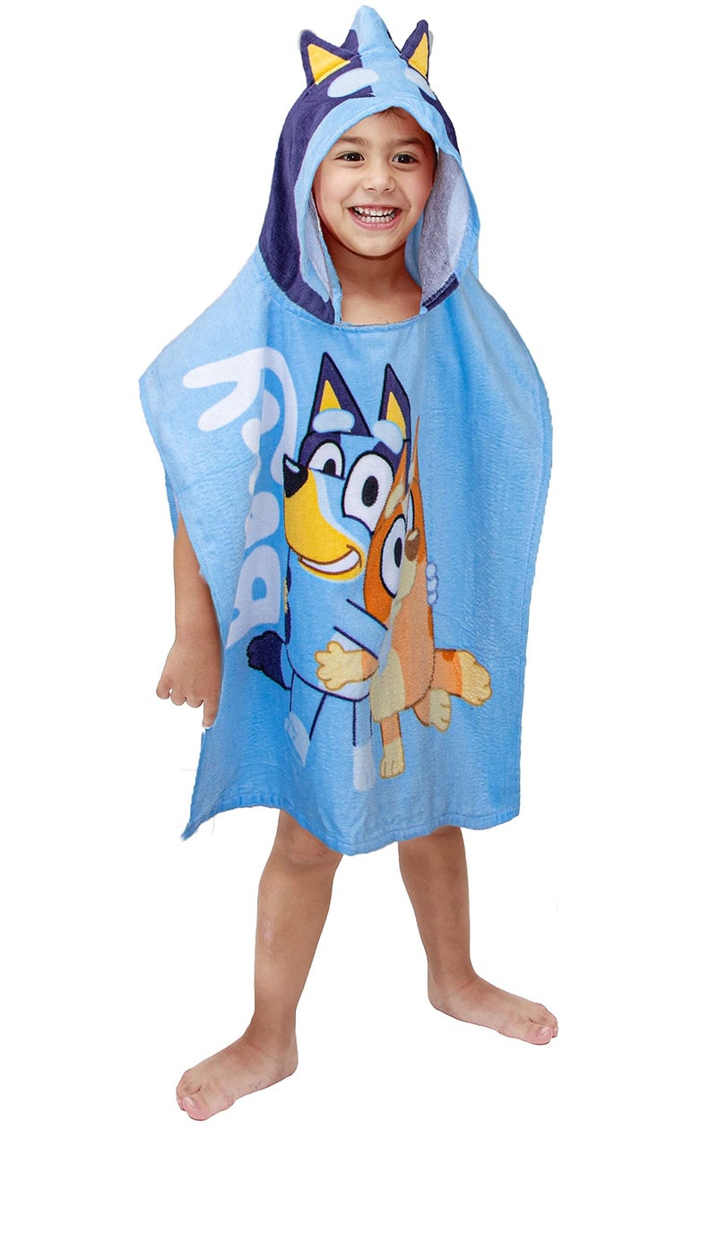 Jay Franco Bluey Piggyback Bath/Pool/Beach Hooded Poncho - Super Soft & Absorbent Cotton Towel, Measures 22 x 22 Inches (Official Bluey Product) - Image 1