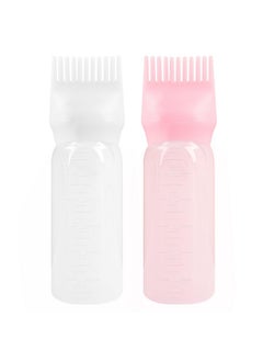 Framendino Framendino, 2 Pack Root Comb Applicator Bottle Squeeze Hair Dye Bottles with Scalp Pink White  - Image 1