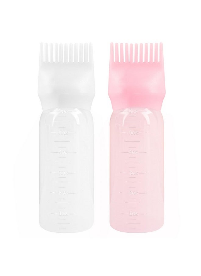 Framendino Framendino, 2 Pack Root Comb Applicator Bottle Squeeze Hair Dye Bottles with Scalp Pink White  - Image 1
