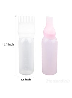 Framendino Framendino, 2 Pack Root Comb Applicator Bottle Squeeze Hair Dye Bottles with Scalp Pink White  - Image 2