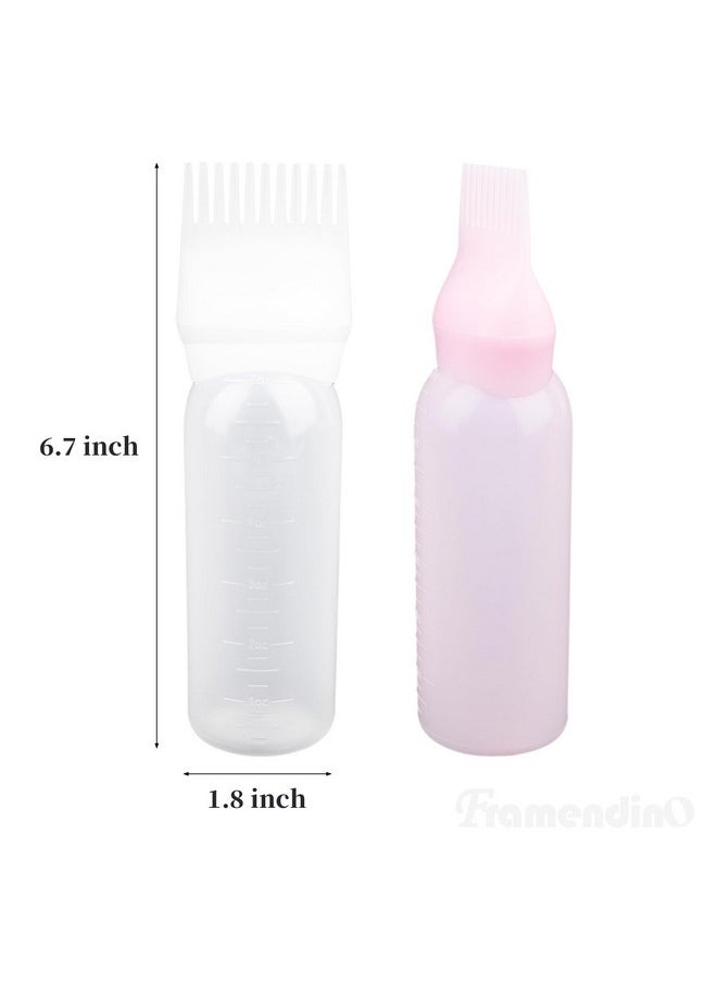 Framendino Framendino, 2 Pack Root Comb Applicator Bottle Squeeze Hair Dye Bottles with Scalp Pink White  - Image 2