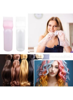 Framendino Framendino, 2 Pack Root Comb Applicator Bottle Squeeze Hair Dye Bottles with Scalp Pink White  - Image 4