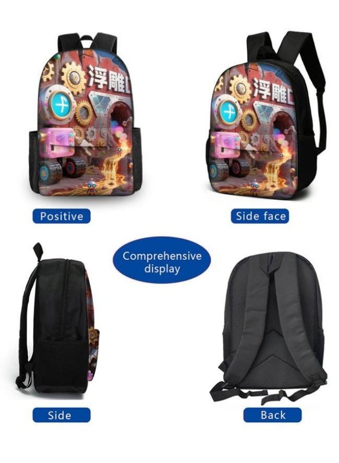 Bright Li Fire Backpacks + handbags + stationery bags | Back-to-school season/festival gifts | Cartoon bag three-piece set, easy to deal with various occasions (available for students, children, friends outings, mountain climbing, school, etc.) - 57 - Image 3