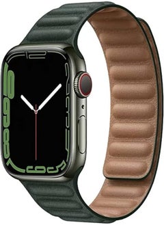 Magnetic Compatible with Apple Watch Bands 41mm 40mm Sport Adjustable Leather Strap with Magnetic Closure System for iWatch Series 8/7/SE/6/5/4/3/2/1 (Dark Green)