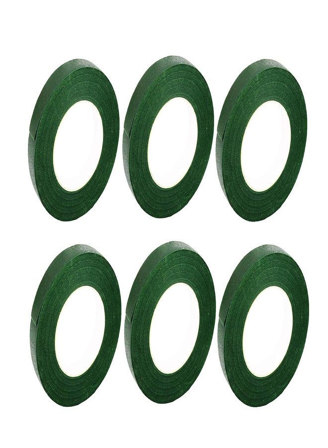 CDOFFICE 6 Rolls 1/2" Wide 30Yard/Roll Dark Green Floral Tapes - Image 1