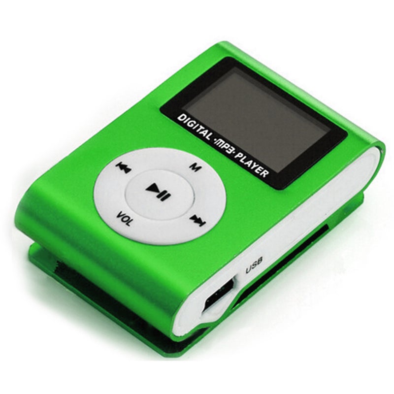 مشغل موسيقى MP3 محمول صغير، مشغل MP3 قابل للاقلاع بالمعقل المعدني بشاشة LCD يدعم بطاقة TF، تطبيقات واسعة، لون أخضر - Image 1