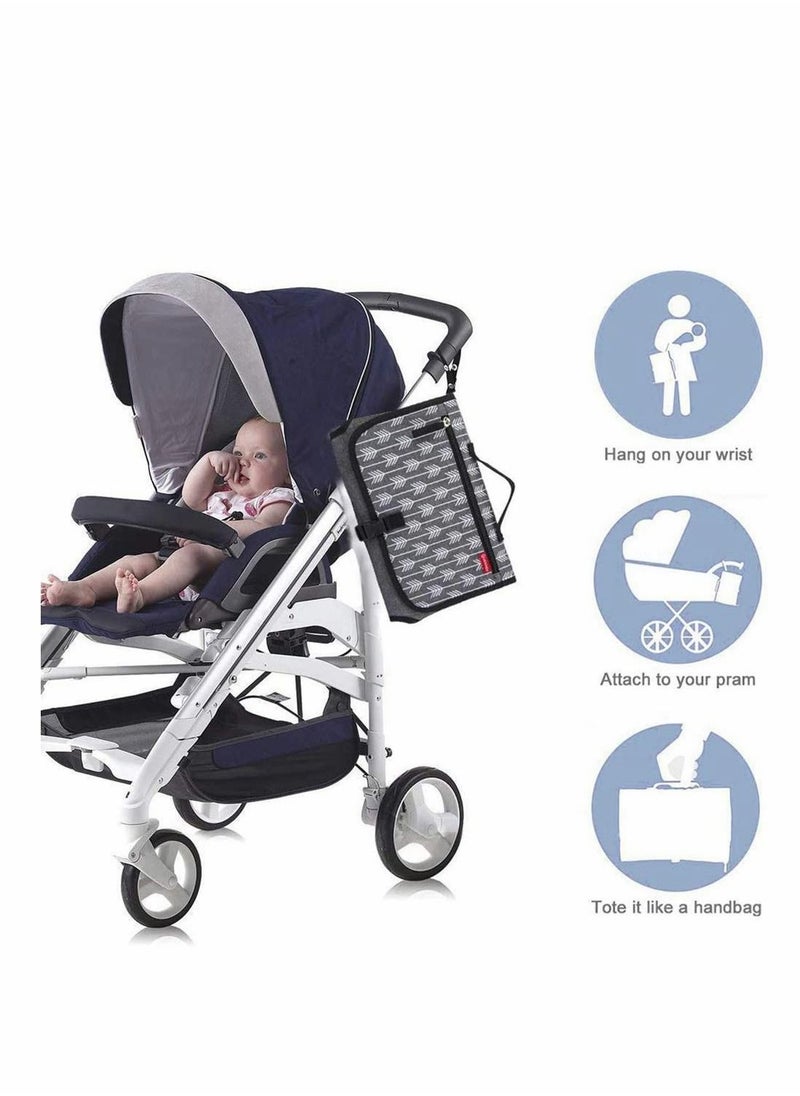 Y&D Premium Portable Baby Changing Mat with Padded Head Cushion Foldable Waterproof Infant Diaper Nappy Pad Bag/Clutch Pockets for Travel or Home (Grey)  - Image 5