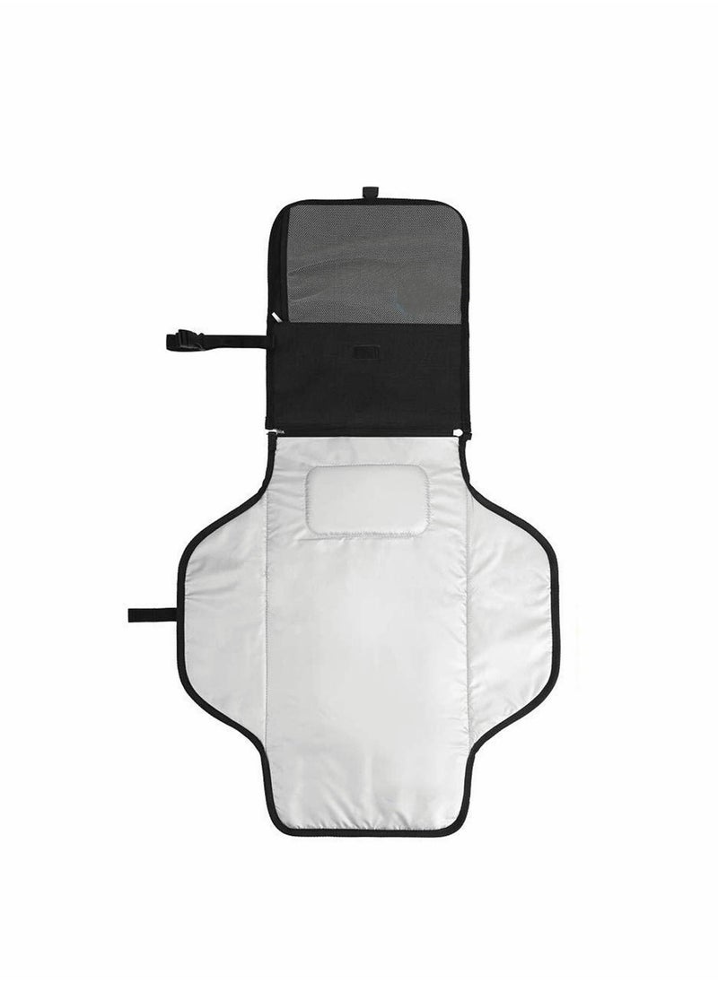 Y&D Premium Portable Baby Changing Mat with Padded Head Cushion Foldable Waterproof Infant Diaper Nappy Pad Bag/Clutch Pockets for Travel or Home (Grey)  - Image 4
