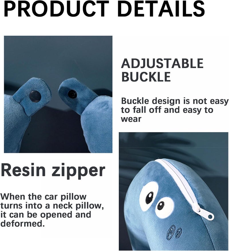 Khazna 2-in-1 Kids Travel Pillow - Navy Dinosaur Neck Support for Airplane and Car - Image 5