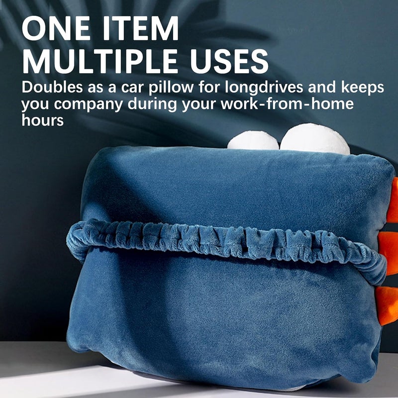 Khazna 2-in-1 Kids Travel Pillow - Navy Dinosaur Neck Support for Airplane and Car - Image 3