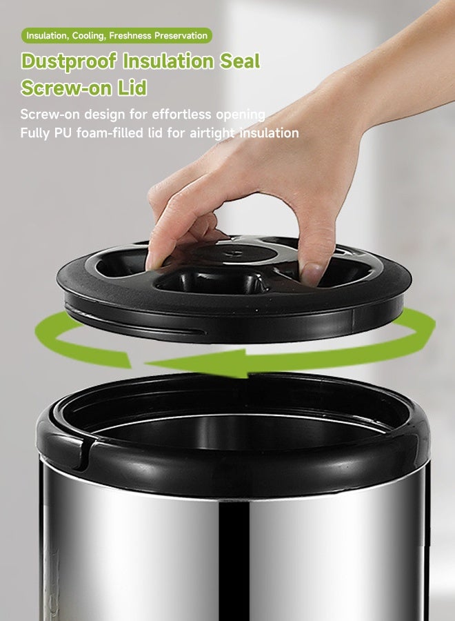 10 L Stainless Steel Beverage Dispenser,Insulated Beverage Dispenser, Beverage Dispenser Cold and Hot Tea with Spigot for Catering Party Hot Tea Milk, Cold Milk, Water Juice Drink, Silver - Image 5