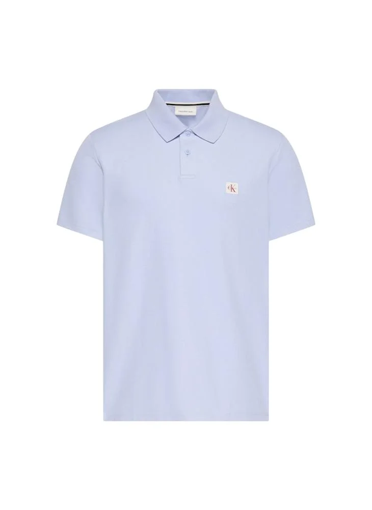 Calvin Klein Jeans Casual Blue Classic Fit Micro Waffle Knit Polo Shirt for Men | Best Price UAE