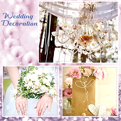 Bonuci 3 Rolls 66 Feet Pearls String Garland Decoration Artificial Beads Chain for Faux Pearl Garland Roll Strand for Crafting String of Flowers Wedding Christmas Tree(Ivory,4mm) - Image 3