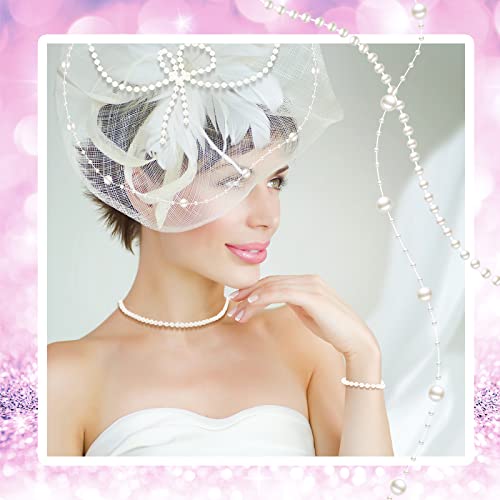 Bonuci 3 Rolls 66 Feet Pearls String Garland Decoration Artificial Beads Chain for Faux Pearl Garland Roll Strand for Crafting String of Flowers Wedding Christmas Tree(Ivory,4mm) - Image 4