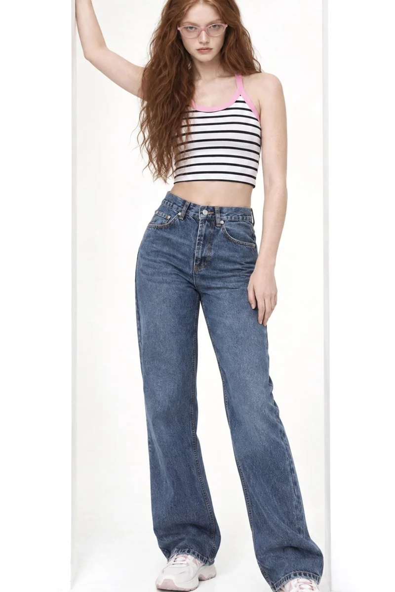 Squalo Mid Blue Denim SQUALO Cotton Pants for Women | Best Price UAE